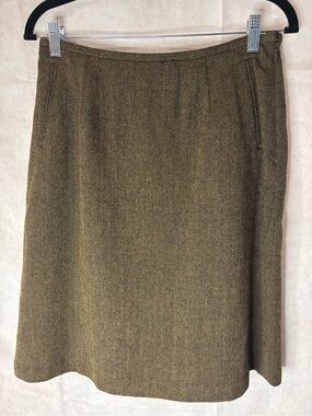 Harold's Brown Olive Herringbone Pencil Skirt
